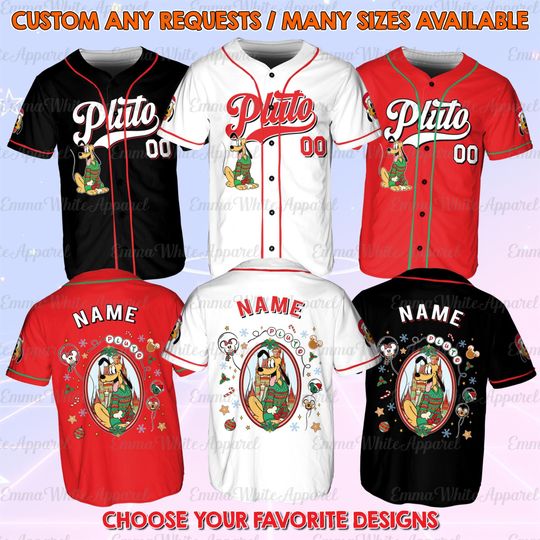 Mickey And Friends Pluto Christmas Jersey, Disney Pluto Mirror Christmas Jersey, Mickeys Very Merry Shirt, Disneyland Holiday Season Shirt