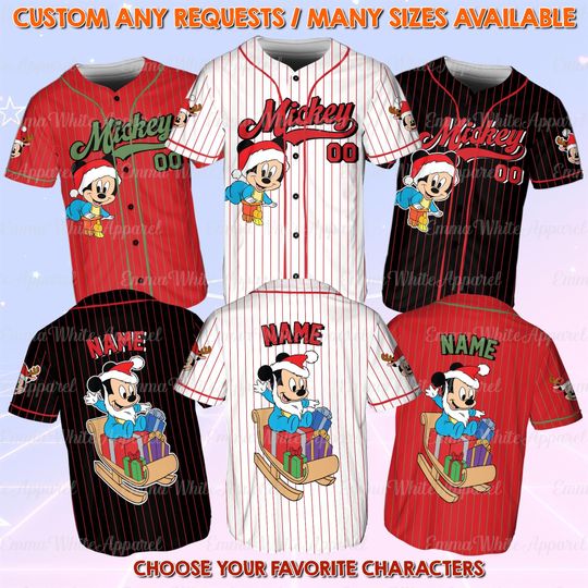 Discover Disney Mickey Merry Christmas Jersey, Mickey Mouse Christmas Jersey, Disney Holiday Shirt, Disney Family Xmas Shirt, Disney Character Shirt