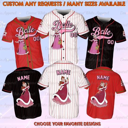 Discover Disney Beauty And Beast Belle Princess Christmas Jersey, Belle Princess Xmas Jersey, Santa Belle Christmas Shirt, Merry Christmas Shirt