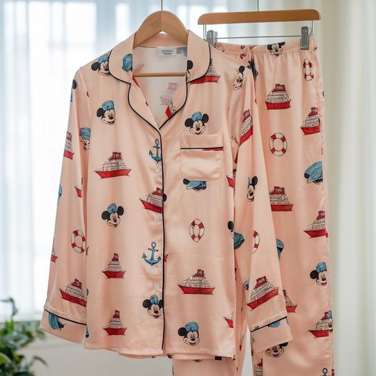 Discover Mickey Cruise Satin Pajamas Set, Disney Cruise Trip Pajamas, Mouse Cruise Pajamas, Disneyland Family Pajamas, Disney Pajamas, Disney Cruise