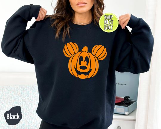Discover Halloween Pumpkin Mouse Sweatshirt with Cartoon Ears