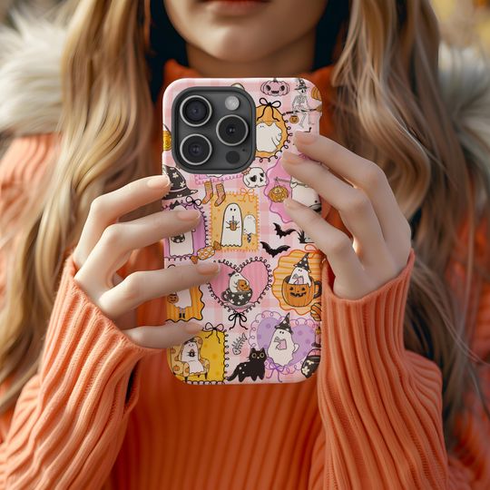 Discover Pastel Halloween Phone Case, Spooky Ghost & Pumpkin iPhone Cover, Kawaii Scary Season Aesthetic, Cute Goth Witchy Accessory, Halloween Gifts