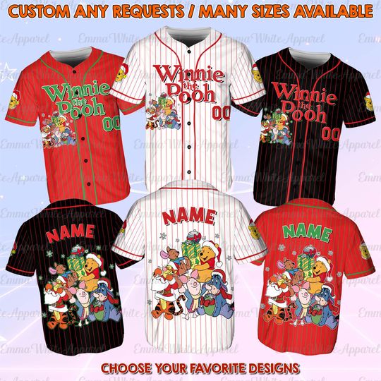 Discover Winnie The Pooh Christmas Jersey, Pooh Tigger Eeyore Piglet Christmas Shirt, The Pooh Bear Xmas Costume Jersey, Disney Very Merry Xmas 2025