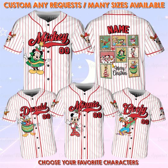 Discover Mickey And Friends Coquette Stamp Jersey, Mickey And Friends Christmas Jersey, Disneyland Xmas Shirt, Disney Family Christmas Shirt