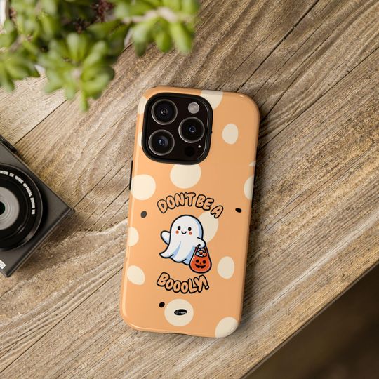 Discover Don't Be a Boooly  positive Halloween phone case, spooky Halloween accessory, cute ghost gift, tough case