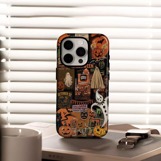 Discover Halloween Case Spooky Collage Horror Aesthetic Case Compatible with iPhone 17 16 15 14 13 12 Plus Pro Max Samsung S25 S24 S23 S22 Ultra