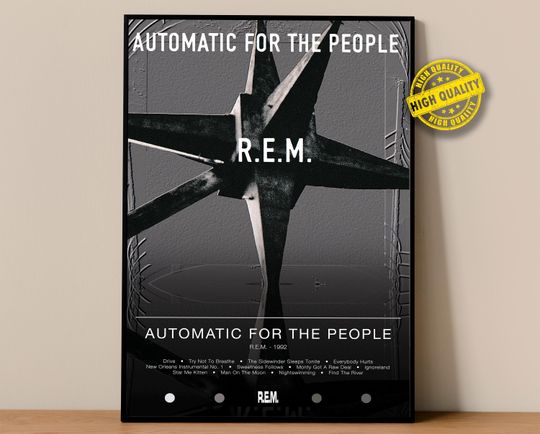 Discover R.E.M. Poster | Automatic for the People Poster | Album Poster Prints | Wall Decor Posters | Album Cover | Rock Music Poster
