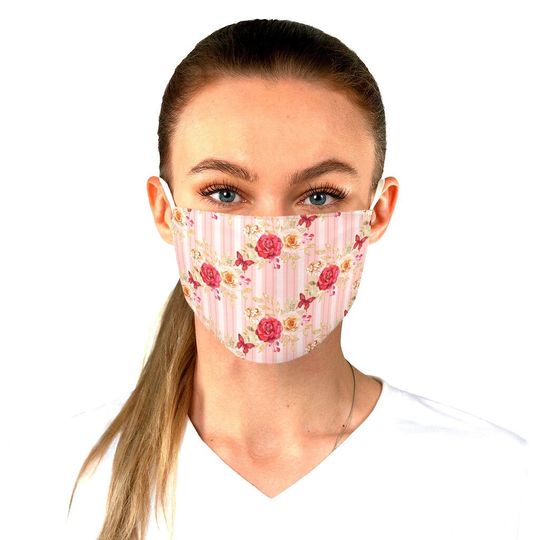 Discover Glam Red Gold Roses Face Mask Adjustable | regency bridgerton jane austen cottage core cottagecore style clothes face mask
