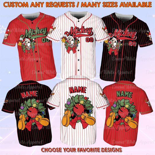 Discover Mickey And Friends Christmas Wreath Jersey, Disney Mickey Christmas Jersey, Mickey Santa Claus Christmas Shirt, Disney Christmas Trip Jersey