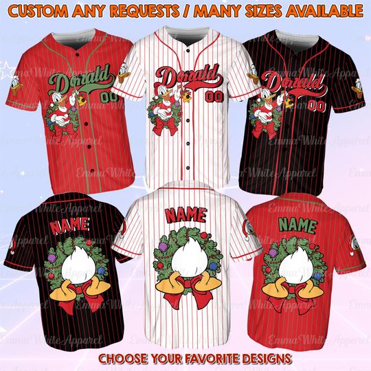 Discover Mickey And Friends Christmas Wreath Jersey, Disney Donald Christmas Jersey, Donald Santa Claus Christmas Shirt, Christmas 2025 Party Shirt