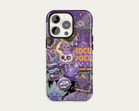 Discover Cute Purple Halloween Collage Phone Case iPhone 15 14 13 12 11 Pro Max, S24 S23 S22 Plus Ultra Case, iPhone X XR Case