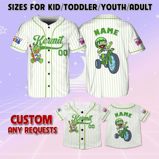 Discover Muppets Babies Kermit Baseball Jersey, Kermit Birthday Jersey, Muppets Babies Disney Jersey, Kermit Christmas Jersey, Disney Family Shirt