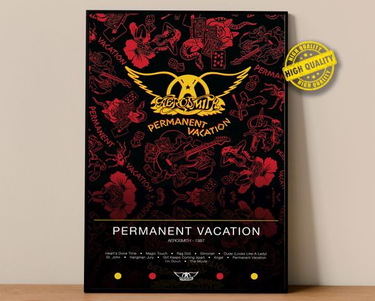 Discover Aerosmith Poster | Permanent Vacation Poster | Album Poster Prints | Wall Decor Posters | Album Cover | Rock Music Poster