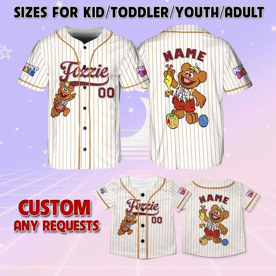 Discover Muppets Babies Fozzie Baseball Jersey, Fozzie Birthday Jersey, Muppets Babies Disney Baseball Jersey, Fozzie Christmas Jersey