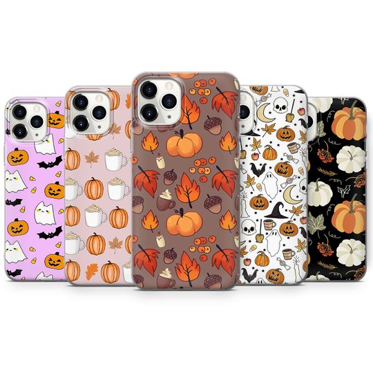 Discover Autumn Phone Case Fall Leaves Cover for iPhone 17 Pro Max, 16e, 15, 14, 12 & Samsung S25 Ultra, S24 FE, A56, Pixel 10 XL, 9a, 8