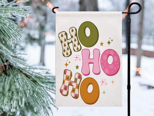 Discover Christmas Garden Flag, Outdoor Holiday Decor, Ho Ho Ho Porch Decorations, New Home Housewarming Gift, Seasonal Decor