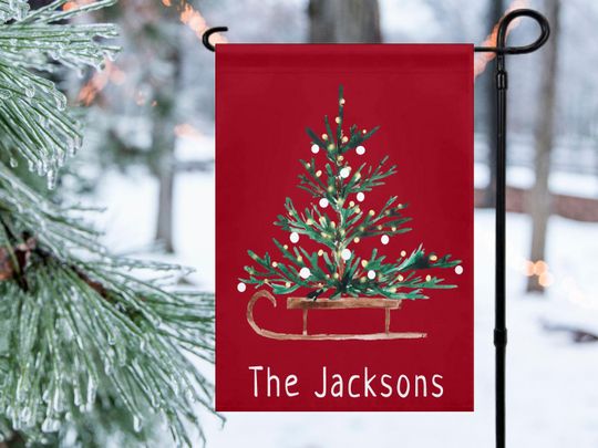 Discover Personalized Christmas Garden Flag, Outdoor Holiday Decor, Christmas Tree Porch Decorations, New Home Housewarming Gift, Seasonal Decor