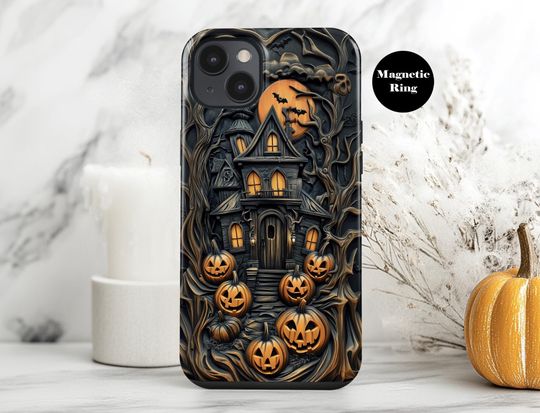 Discover MagSafe Haunted House Halloween Phone Case iPhone 16 15 14  3D Pumpkin & Gothic Spooky Design iPhone 17