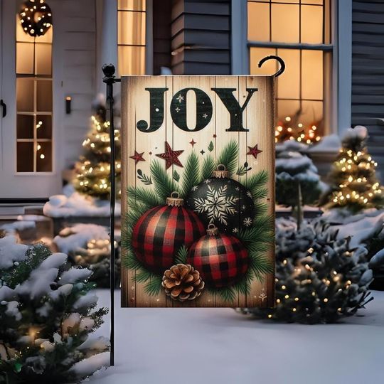 Discover Festive Joy Holiday Garden Flag, Christmas Yard Decor, Winter Outdoor Seasonal Sign