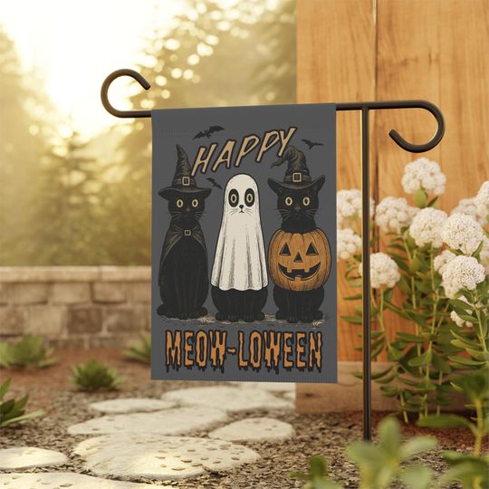 Discover Halloween Outdoor Decor Spooky Cat Garden Flag, Autumn Fall Porch & Yard Decor
