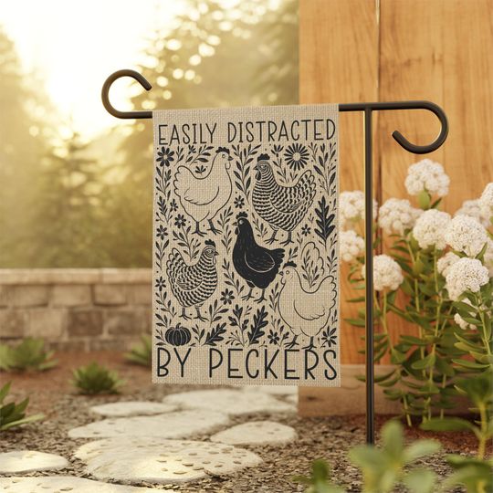 Discover Funny Chicken Garden Flag, Rustic Outdoor Coop Decor, Floral Farm Animal Flag