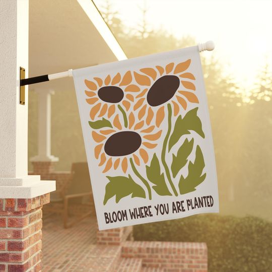 Discover Sunflower Garden Flag, House Banner, Bloom Where Planted Decor, New Home Housewarming Gift