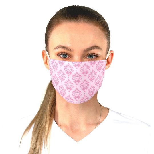 Discover BB Pink Damask Face Mask Adjustable | regency bridgerton jane austen cottage core cottagecore style clothes face mask