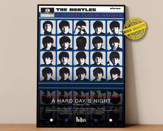 The Beatles Poster | A Hard Day's Night Poster | Album Poster Prints | Wall Decor Posters