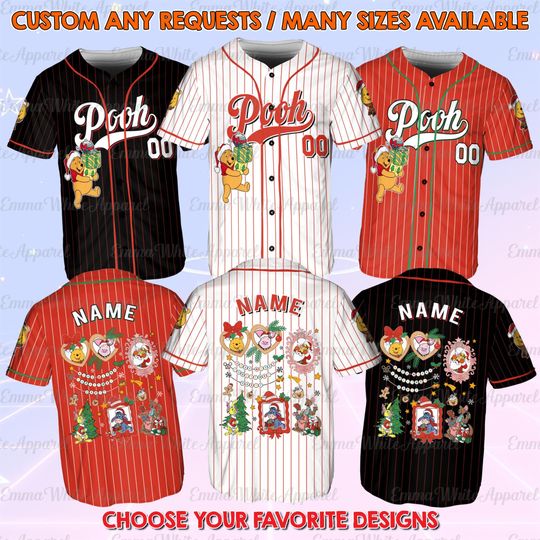 Discover Disney Coquette Bows Winnie The Pooh Christmas Jersey, Christmas Pooh Coquette Bow Jersey, Winnie The Pooh Christmas Coquette Mirror Shirt