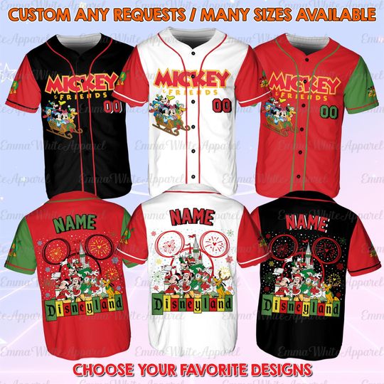 Discover Disneyland Mickey & Friends Santa Christmas Jersey, Mickey's Very Merry Christmas Party 2025, WDW Disneyland Holiday Family Christmas Shirt