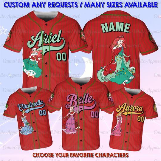 Discover Disney Princess Christmas Jersey, Disney Princess Very Mery Shirt, Disney Girls Trip Xmas Shirt, Disneyland Xmas Holiday Jersey