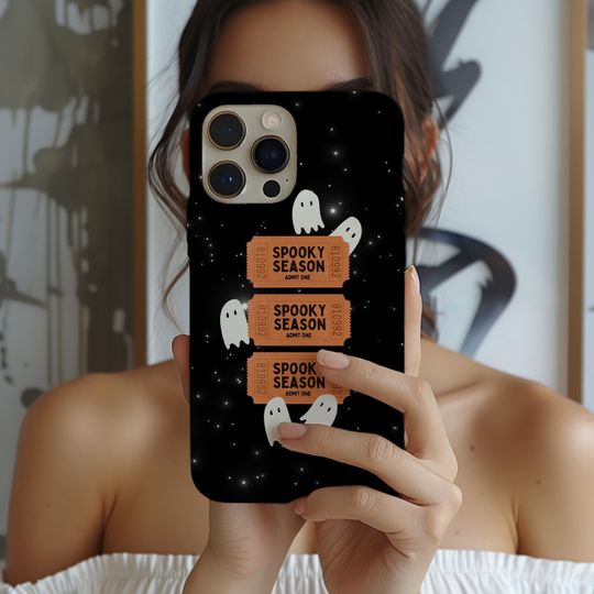 Discover Spooky Season Ghost Movie Ticket Phone Case: Halloween iPhone Samsung Pixel Cover