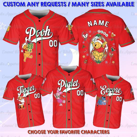 Discover Winnie The Pooh Characters Christmas Jersey, Pooh And Friends Christmas Shirt, Pooh Bear Christmas Shirt, Cute Winnie The Pooh Santa Shirt