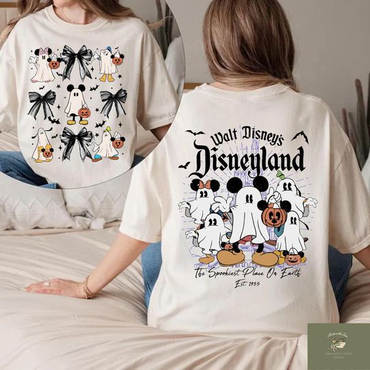 Discover Vintage Disneyland Halloween Shirt: 2-Sided Bow Design
