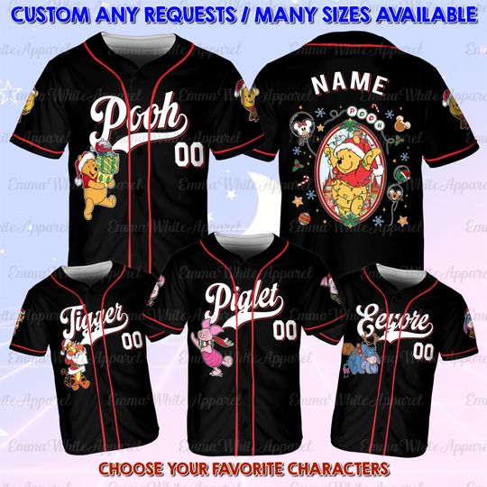 Discover Winnie The Pooh Mirror Christmas Jersey, Pooh Christmas Matching Shirt, Pooh Bear Christmas Shirt, Cute Winnie The Pooh Santa Shirt