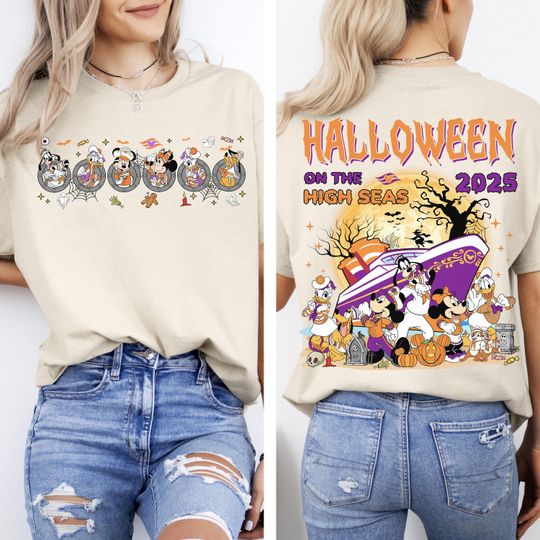 Discover 2-Sided Disney Mickey & Friends Halloween On The High Seas Shirt, Mickey's Not So Scary Cruise Line Halloween Shirt, Walt Disney World Shirt