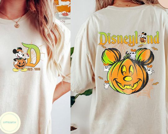 Discover Vintage Disneyland Halloween 2 Side Shirt, Disney Trip, Spooky Season Halloween Tee, Disney Mickey Pumpkin Halloween, Halloween Matching