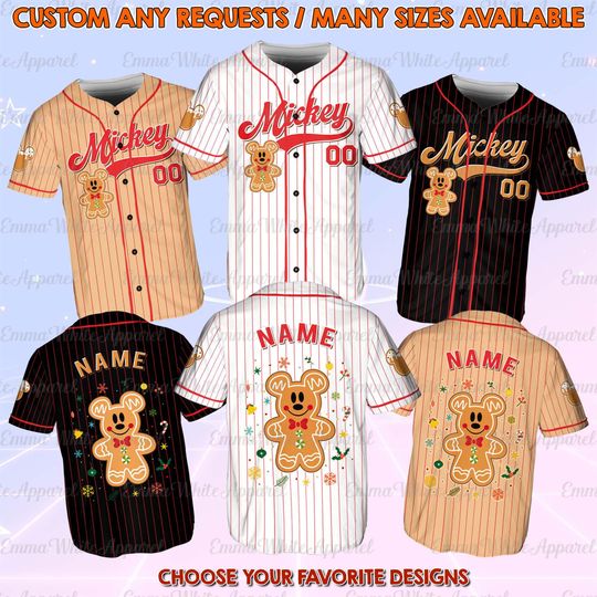 Discover Mickey And Friends Christmas Gingerbread Jersey, Disney Mickey Xmas Cookie Jersey, Santa Mickey Christmas Shirt, Very Merry Party 2025 Shirt