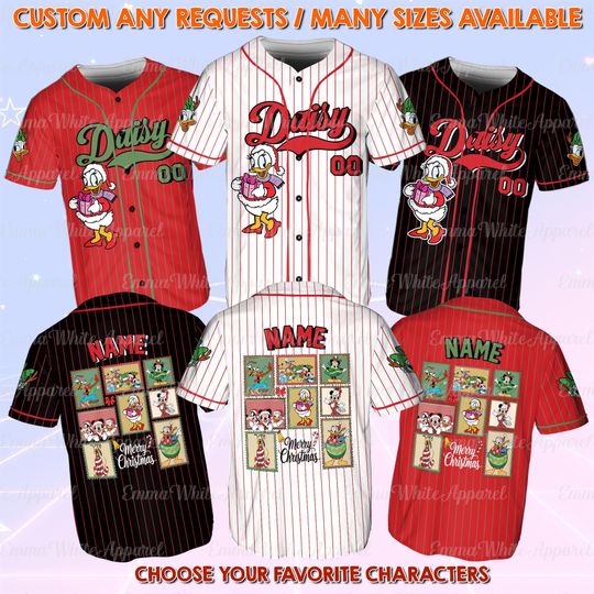 Discover Daisy Coquette Stamp Jersey, Daisy Duck Christmas Jersey, Disneyland Xmas Shirt, Holiday Disney Trip Shirt, Mickey Friends Xmas Jersey