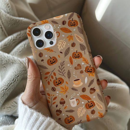 Discover Halloween Pumpkin Floral Phone Case, Fall Floral Phone Case | Fall Gift Ideas for Her, iPhone 16 15 14 13 PRO Max Plus, Samsung Galaxy S24