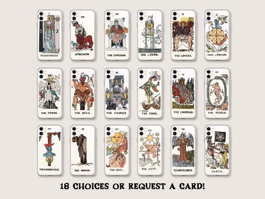 Discover Tarot Card Illustration Phone Case For iPhone 17 16e 15 14 13 Pro Max 12 Mini 7 8 SE 2022 S25 S24 Personalizable Custom Cover
