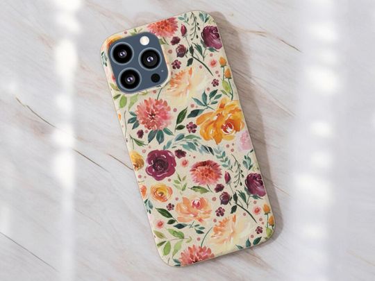 Discover Pretty Watercolor Flowers Eco Friendly Biodegradable Case For iPhone 16 15 14 12 Mini 13 Pro Max 7 8 2020 S24 Zero Plastic Sustainable Gift