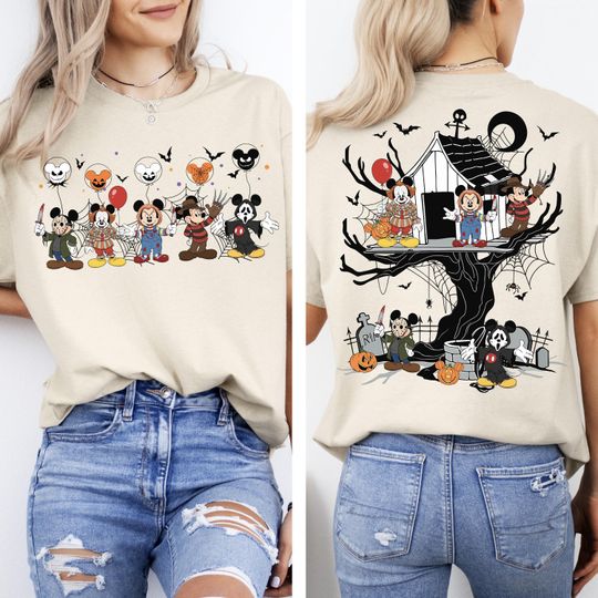 Discover 2 sided Disney Mickey Horror Halloween Costume Shirt, Mickey Halloween Tee, Mickey's Not So Scary Party, Disneyland Halloween Matching Shirt