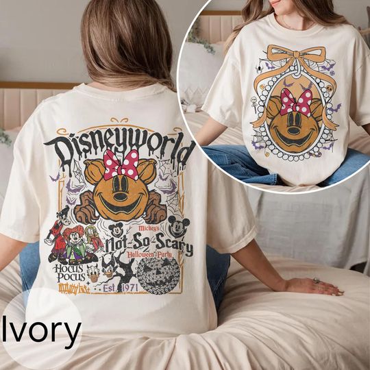 Discover Vintage Mickey Minnie Disney World Halloween 2-Side shirt, Disney Pumpkin Shirt, Mickey's Not So Scary, Disney Halloween Coquette 2025 Shirt