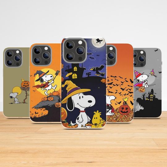 Discover Halloween and Snoopy themed phone case-Preppy and Cute Aesthetic 16 15 14 13 12 11 Pro Max, Samsung Galaxy S24 S23 S22 Ultra"