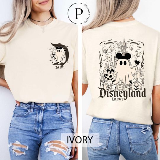 Discover Disneyland Est 1971 Ghost T-Shirt, Halloween Party Two-Sided Tee, Disney Mickey Ghost Shirt, Disneyland Family Matching, Disney Trip 2025
