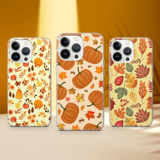 Discover Autumn Pumpkin Phone Case Fall Leaves Cover Fit for iPhone 17 Pro Max 16 15 14 13 12 13 11 XS Samsung S25 S24 S23 FE A56 A16 Huawei P30 Pro