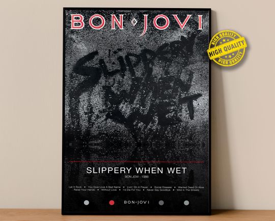 Bon Jovi Poster | Slippery When Wet Poster | Album Poster Prints | Wall Decor Posters