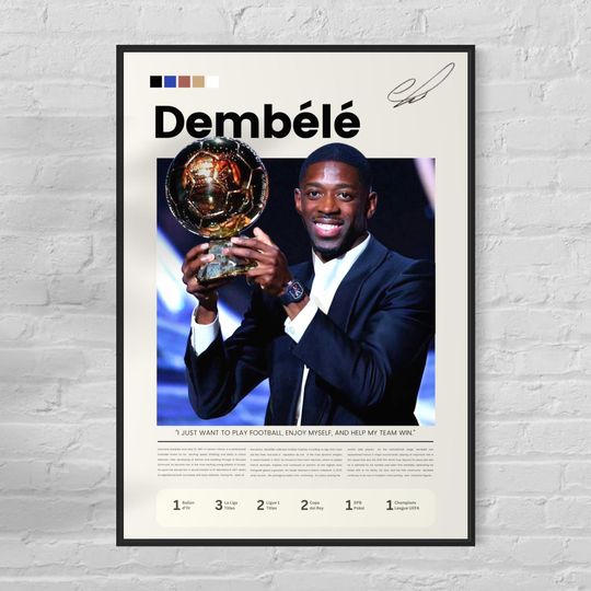 Discover Ousmane Dembele 2025 Ballon d'Or Poster - Football Legend Wall Art - Premium Matte Vertical Poster