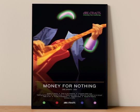 Discover Dire Straits Poster | Money For Nothing Poster | Album Poster Prints | Wall Decor Posters | Album Cover | Rock Music Poster